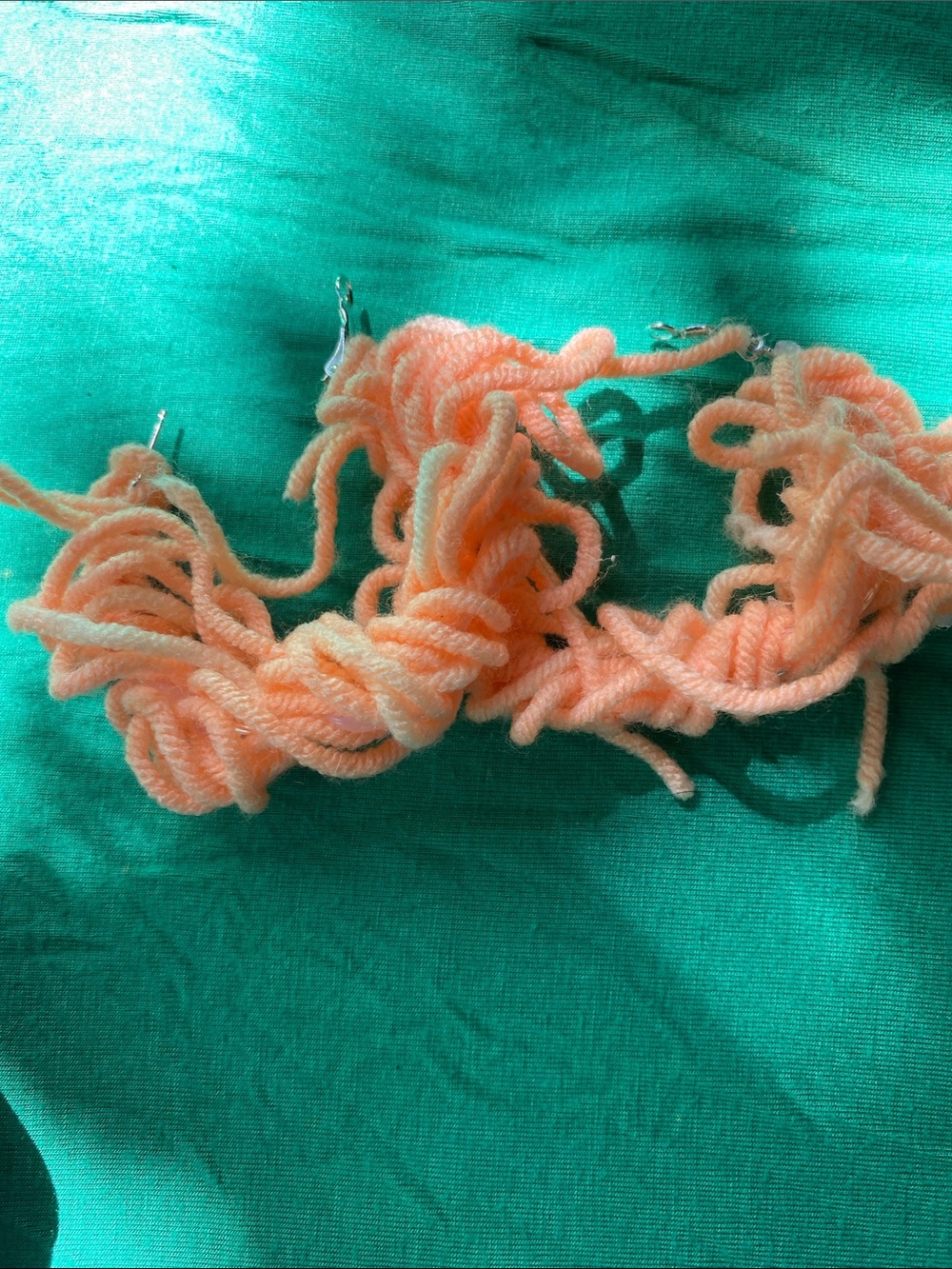 Peach Yarn Fringe Drop Earrings - Women's Fashion Jewelry